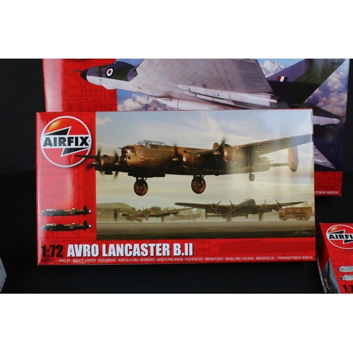 298 - 12 Boxed & unbuilt Airfix 1:72 plastic model plane kits to include A12011 Avro Vulcan (tear to box),... 