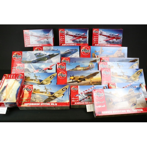 301 - 20 Boxed & unbuilt Airfix 1:48 plastic model plane kits to include 3 x A05135 Supermarine Spitfire F... 