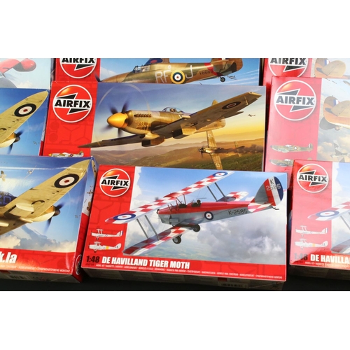 301 - 20 Boxed & unbuilt Airfix 1:48 plastic model plane kits to include 3 x A05135 Supermarine Spitfire F... 