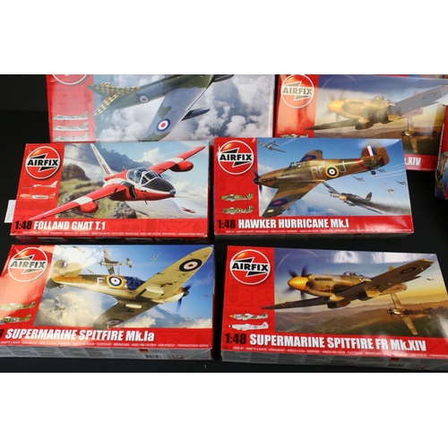 301 - 20 Boxed & unbuilt Airfix 1:48 plastic model plane kits to include 3 x A05135 Supermarine Spitfire F... 