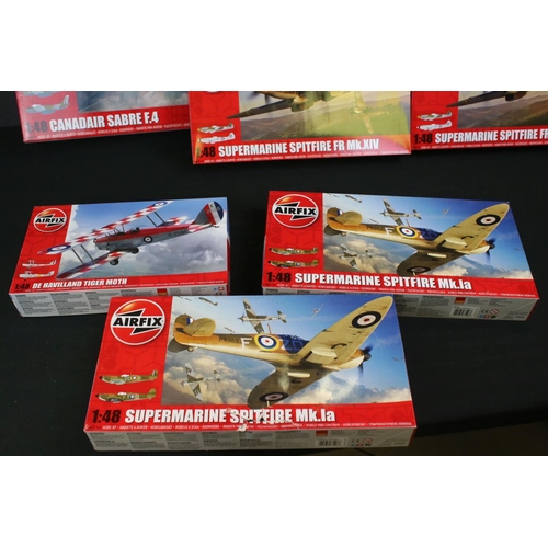 301 - 20 Boxed & unbuilt Airfix 1:48 plastic model plane kits to include 3 x A05135 Supermarine Spitfire F... 