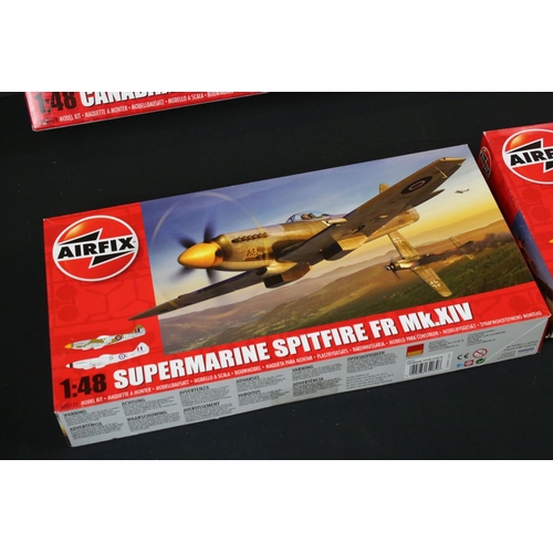 301 - 20 Boxed & unbuilt Airfix 1:48 plastic model plane kits to include 3 x A05135 Supermarine Spitfire F... 