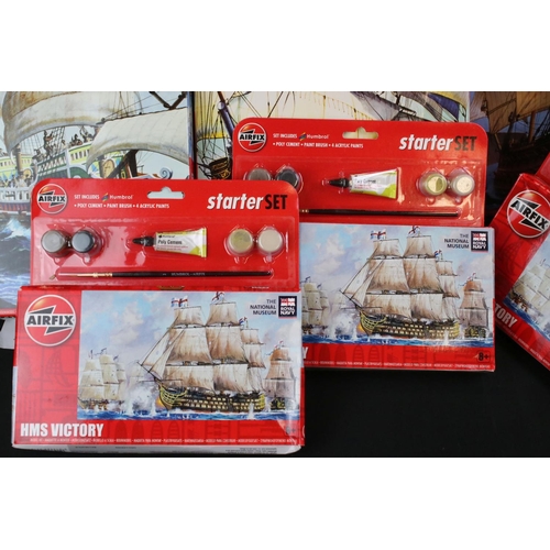 302 - 11 Boxed & unbuilt Airfix plastic model ship kits to include 7 x Vintage Classics (2 x A09256V 1:144... 