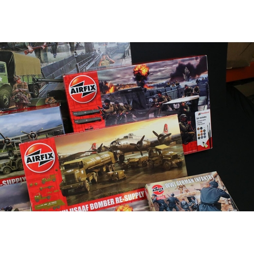 303 - 14 Boxed & unbuilt Airfix military-related plastic model kits to include 8 x D-Day kits (A50162A 1:7... 