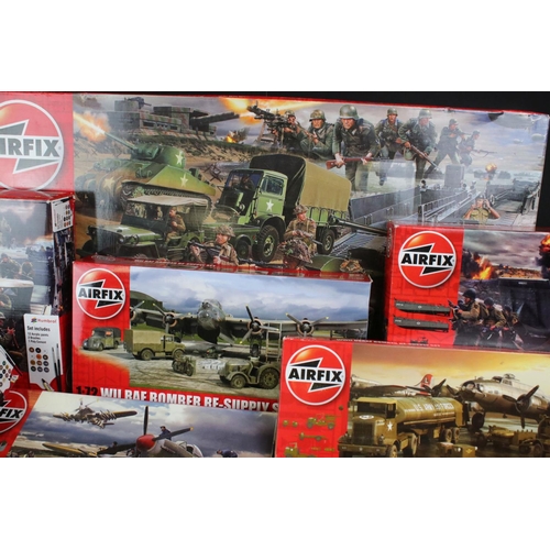 303 - 14 Boxed & unbuilt Airfix military-related plastic model kits to include 8 x D-Day kits (A50162A 1:7... 