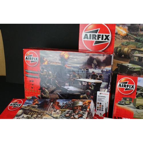 303 - 14 Boxed & unbuilt Airfix military-related plastic model kits to include 8 x D-Day kits (A50162A 1:7... 