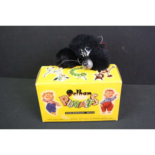 311 - Boxed Pelham Puppet black poodle in gd condition with tip-ex to box plus a carded 1988 Castrol Jagua... 