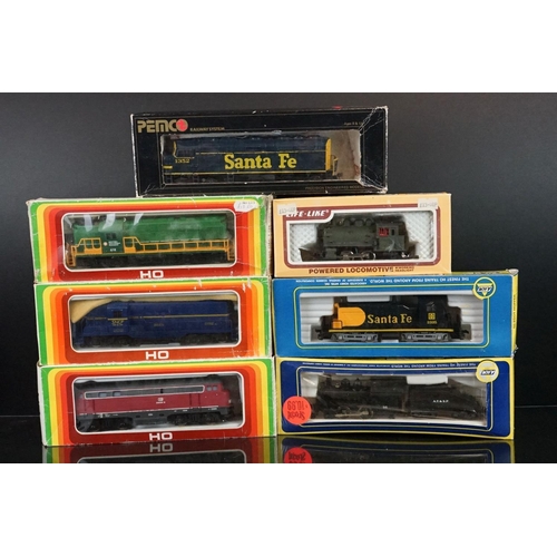 14 - Seven boxed HO gauge locomotives to include 3 x Mehano, 2 x AHM, 1 x Life Like and 1 x Pemco, condit... 