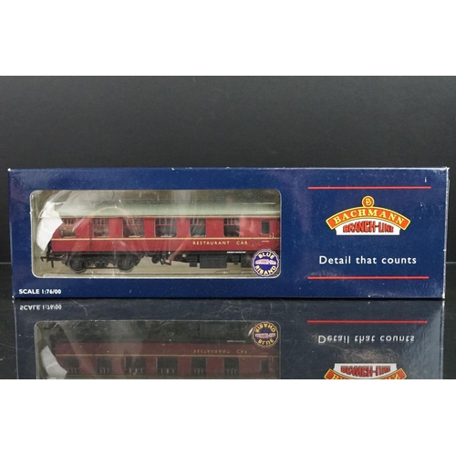 24 - Seven boxed Bachmann Blue Riband OO gauge items of rolling stock to include 4 x 39000W Mk BR WR Maro... 