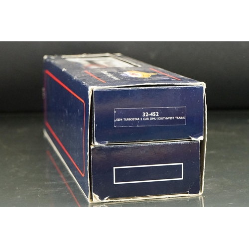 90 - Boxed Bachmann OO gauge 32-452 170/4 Turbostar 2 Car DMU Southwest Trains set, box showing wear