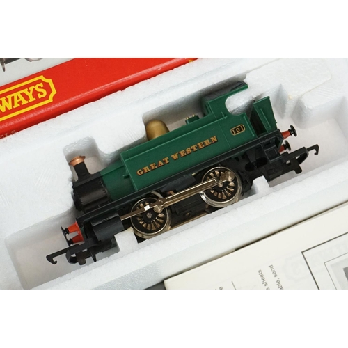 96 - Three boxed OO gauge locomotives to include 2 x Hornby (R041 GWR Pannier Tank Loco & R077 GWR 0-4-0)... 