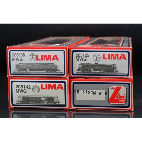 107 - Four boxed Lima OO gauge locomotives to include 205106MWG Royal Scots Grey, 205142MWG Eagle, 205125M... 