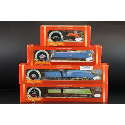 108 - Four boxed Hornby OO gauge locomotives to include R372 LNER Class A4 Loco Seagull, R374 SR Battle of... 