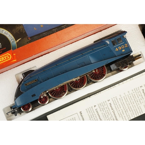 108 - Four boxed Hornby OO gauge locomotives to include R372 LNER Class A4 Loco Seagull, R374 SR Battle of... 