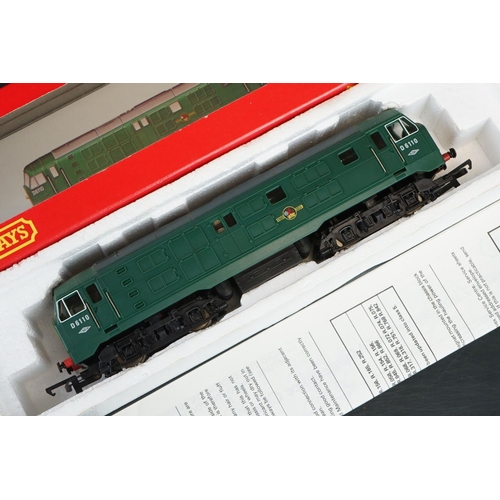 115 - Three boxed Hornby OO gauge locomotives to include R350 A4 Loco Mallard, R080 BR Class 29 Diesel Gre... 