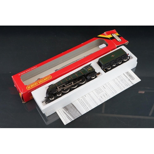 115 - Three boxed Hornby OO gauge locomotives to include R350 A4 Loco Mallard, R080 BR Class 29 Diesel Gre... 