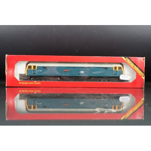 123 - Four boxed Hornby OO gauge locomotives to include R307 BR Class 47 County of Norfolk, R150 L&Y 0-4-0... 