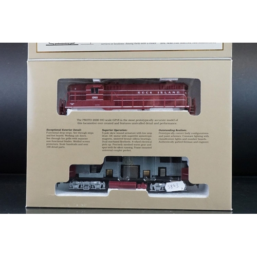 129 - Two boxed Proto Series 2000 HO gauge GP18 Rock Island Locomotives to include 1347 & 1350 plus a boxe... 