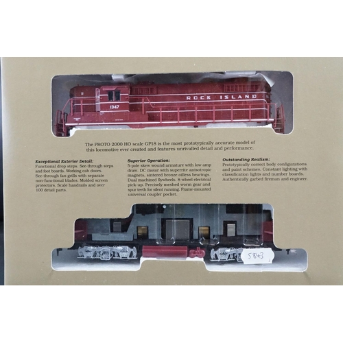 129 - Two boxed Proto Series 2000 HO gauge GP18 Rock Island Locomotives to include 1347 & 1350 plus a boxe... 