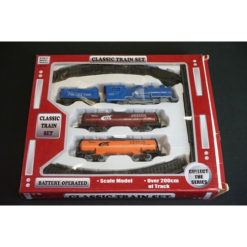 139 - Seven boxed train sets to include Echo Battery Operated Mini Train Set, Maisto Power On Track, New R... 