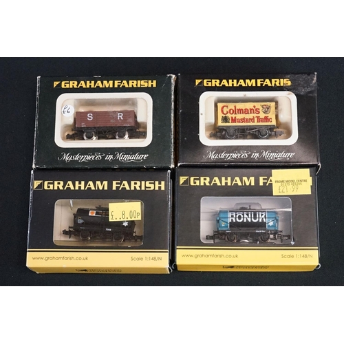 143 - 10 Boxed Graham Farish N gauge items of rolling stock to include 373657 14 Ton Tank Wagon Ronuk, 310... 