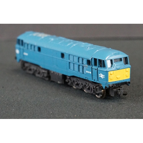 148 - Seven N gauge locomotives to include Lima D5518, Lima BR D8915, Esser Bahn 0-40 1, Trix D5379, Arnol... 