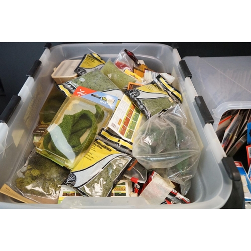 214 - Large quantity of carded & bagged HO / OO gauge model railway accessories to include trackside & sce... 