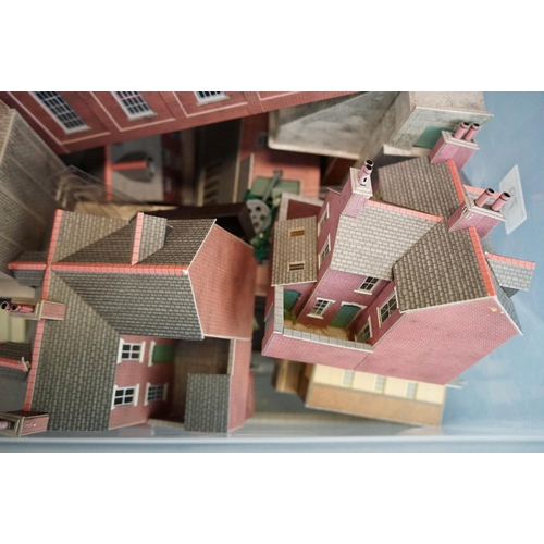 79 - Collection of OO gauge model railway cardboard trackside buildings plus accessories