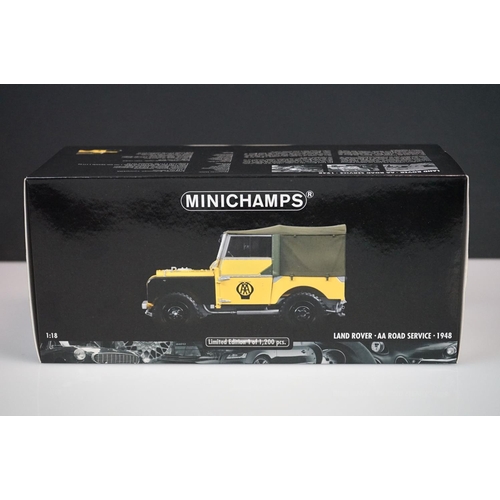 1014 - Two boxed Paul's Model Art Minichamps 1/18 diecast models to include ltd edn Land Rover AA Road Serv... 