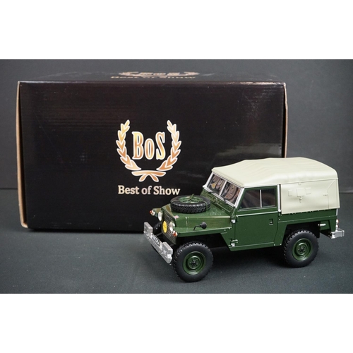 1017 - Five boxed diecast models to include 1/18 BOS Best of Show Land Rover, 1/18 No Rev 189014 Jeep 1942 ... 