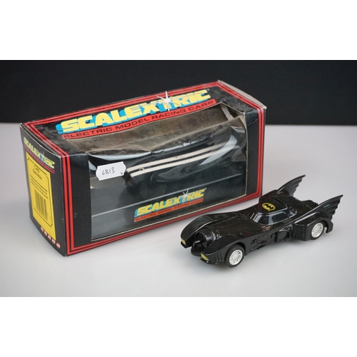 1029 - Four boxed TV related  Scalextric slot cars to include C465 Batman Batmobile, C466 Joker's Porsche a... 