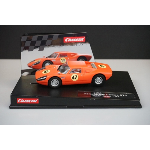 1031 - Two cased Carrera Evolution slot cars to include 20027613 Porsche 904 Carrera GTS No 66 and 27484 Po... 