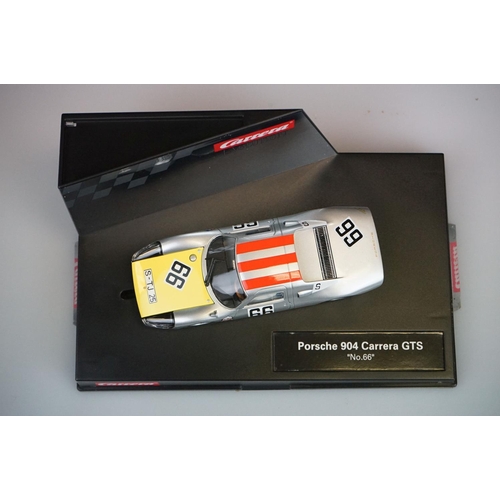 1031 - Two cased Carrera Evolution slot cars to include 20027613 Porsche 904 Carrera GTS No 66 and 27484 Po... 