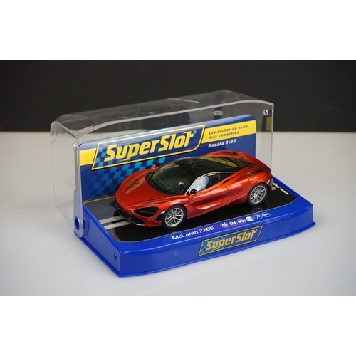 1035 - Three cased Scalextric slot cars to include Super Club Super Slot H3895 McLaren 7205 Azores, C2878 R... 