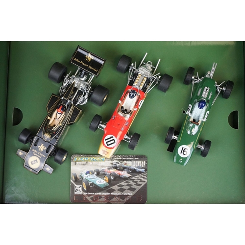 1039 - Boxed ltd edn Scalextric Legends C4184A The Genius of Colin Chapman Team Lotus Triple Pack slot car ... 