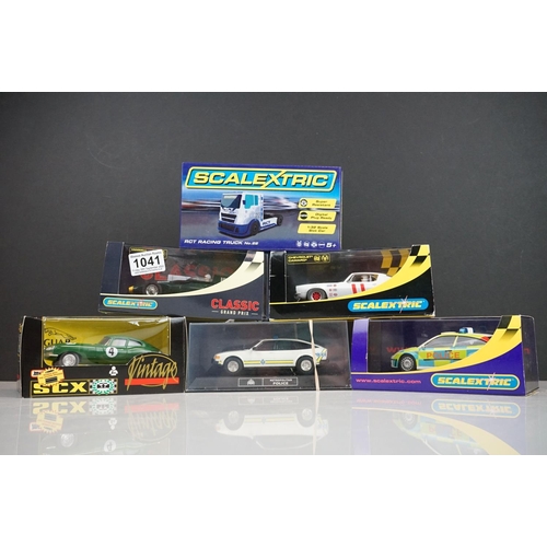 1041 - Five boxed / cased slot cars to include Classic Grand Prix C2552 Vanwall F1 1957 No10, Chevrolet Cam... 