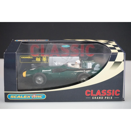 1041 - Five boxed / cased slot cars to include Classic Grand Prix C2552 Vanwall F1 1957 No10, Chevrolet Cam... 