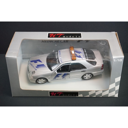 1054 - Five boxed diecast models to include 1/18 UT Models Mercedes Benz Medical Car, 3 x Corgi (BallyKissA... 