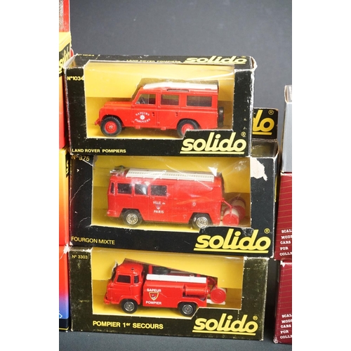 1056 - 16 Boxed diecast fire service models to include 13 x Solido and 3 x Vitesse, diecast ex, boxes gd