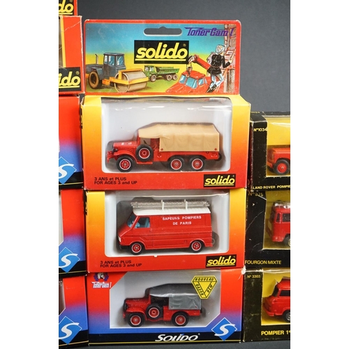 1056 - 16 Boxed diecast fire service models to include 13 x Solido and 3 x Vitesse, diecast ex, boxes gd