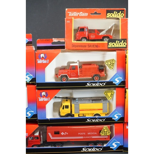 1056 - 16 Boxed diecast fire service models to include 13 x Solido and 3 x Vitesse, diecast ex, boxes gd