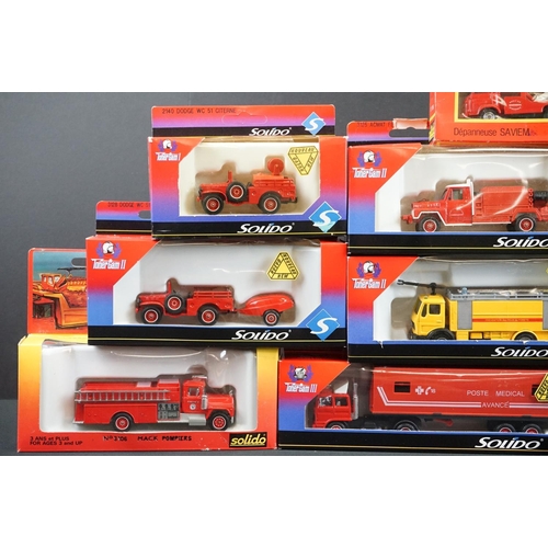 1056 - 16 Boxed diecast fire service models to include 13 x Solido and 3 x Vitesse, diecast ex, boxes gd