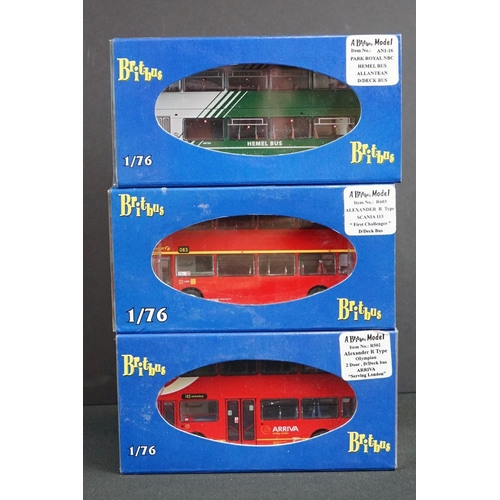 1073 - 14 Cased & boxed Britbus 1:76 ltd edn diecast bus models with certificates, to include R402, R503, A... 