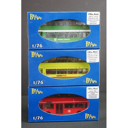 1073 - 14 Cased & boxed Britbus 1:76 ltd edn diecast bus models with certificates, to include R402, R503, A... 