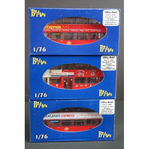 1073 - 14 Cased & boxed Britbus 1:76 ltd edn diecast bus models with certificates, to include R402, R503, A... 