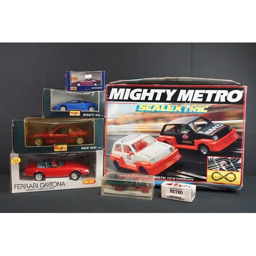 1078 - Boxed Scalextric Mighty Metro set with both slot cars plus 6 x boxed diecast models to include Techn... 