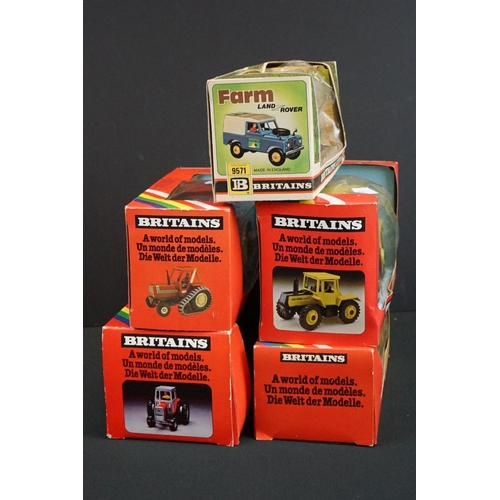 1079 - Seven boxed Britains farming diecast models to include 9321 Ford TW 35 Tractor, 9527 Fiat Half Track... 