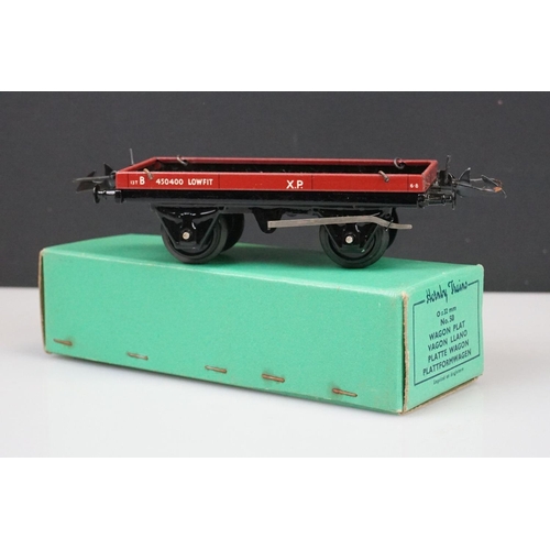 246 - Five boxed Hornby O gauge items of rolling stock to include No 50 Salt Wagon Saxa, No 50 Side Tippin... 