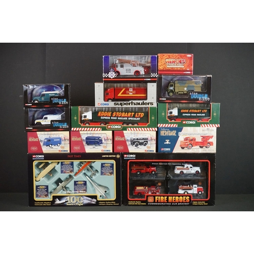 1066 - 13 Boxed Corgi diecast models to include 4 x Heritage Collection, Fire Heroes CSFH14004, 100 Years o... 