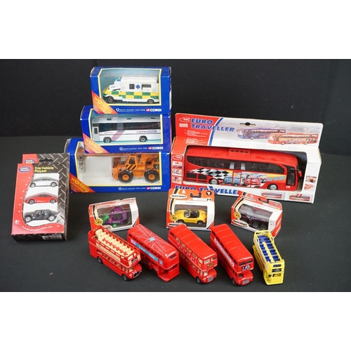 1119 - Eight boxed diecast & plastic models to include Matchbox, Corgi etc plus 4 x unboxed diecast buses